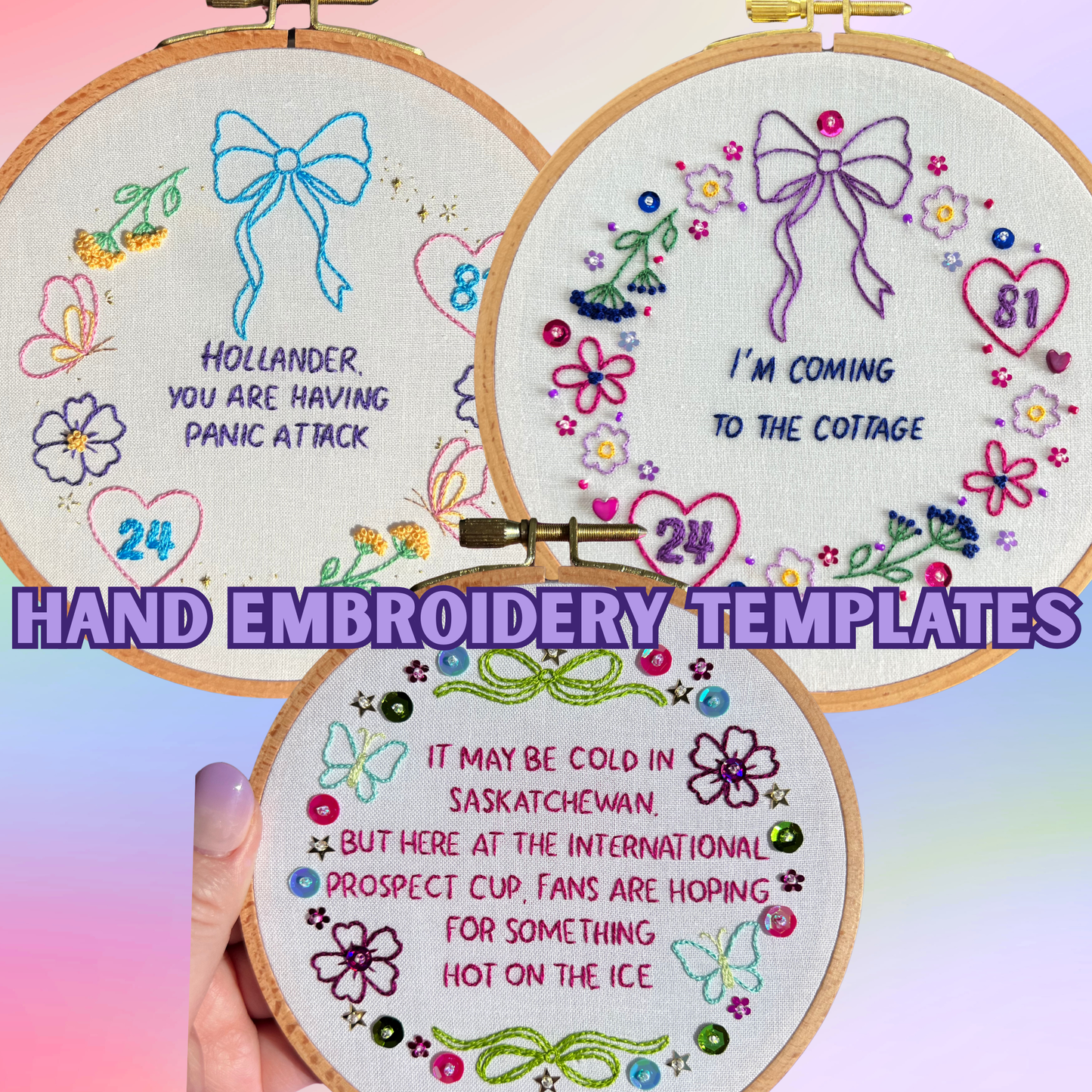 Cottage, Panic Attack, Hot on the Ice - Embroidery Template Pack (3)