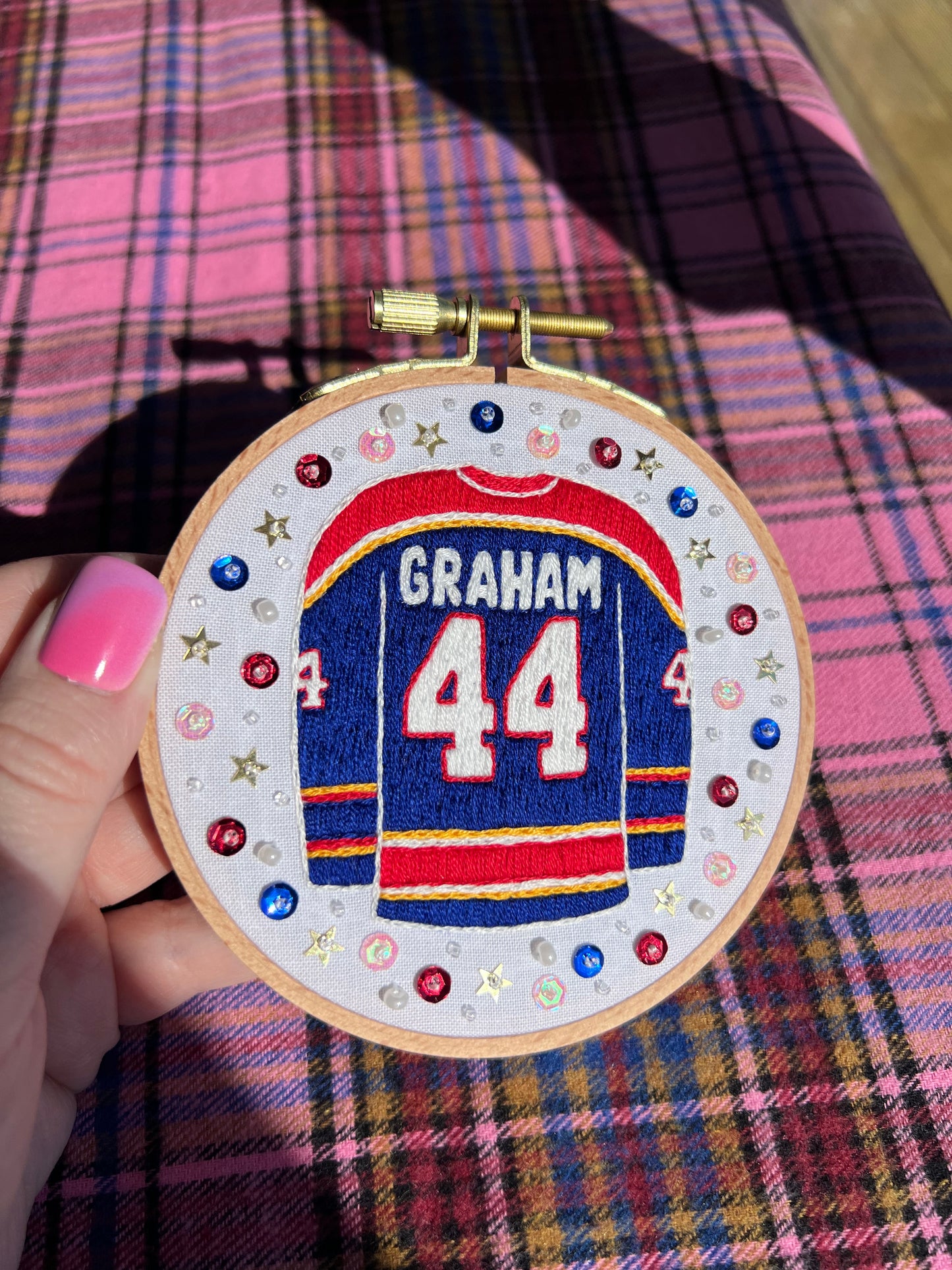 Graham Jersey Hand Embroidered Decor in 4 inch Hoop