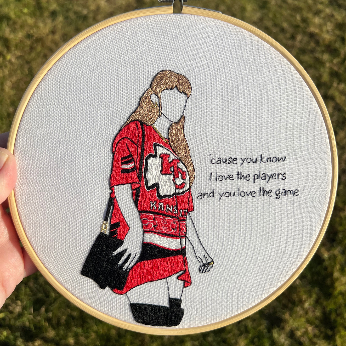 Game Day Hand Embroidered Decor in 8 inch Wooden Hoop