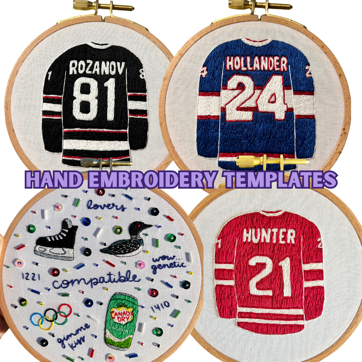 Hockey Lovers - Embroidery Template Pack (4)