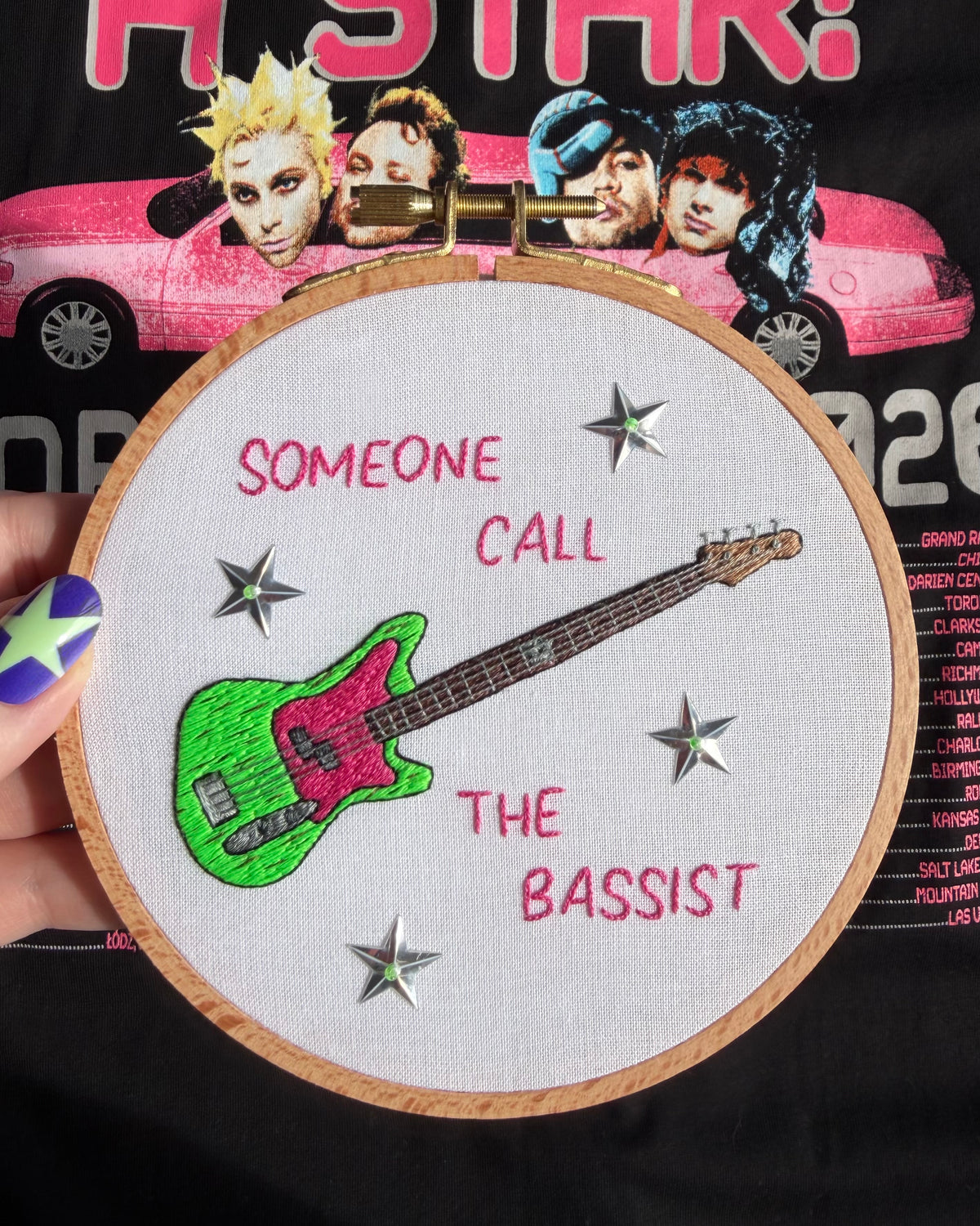 The Bassist Hand Embroidered Decor in 5 inch Hoop