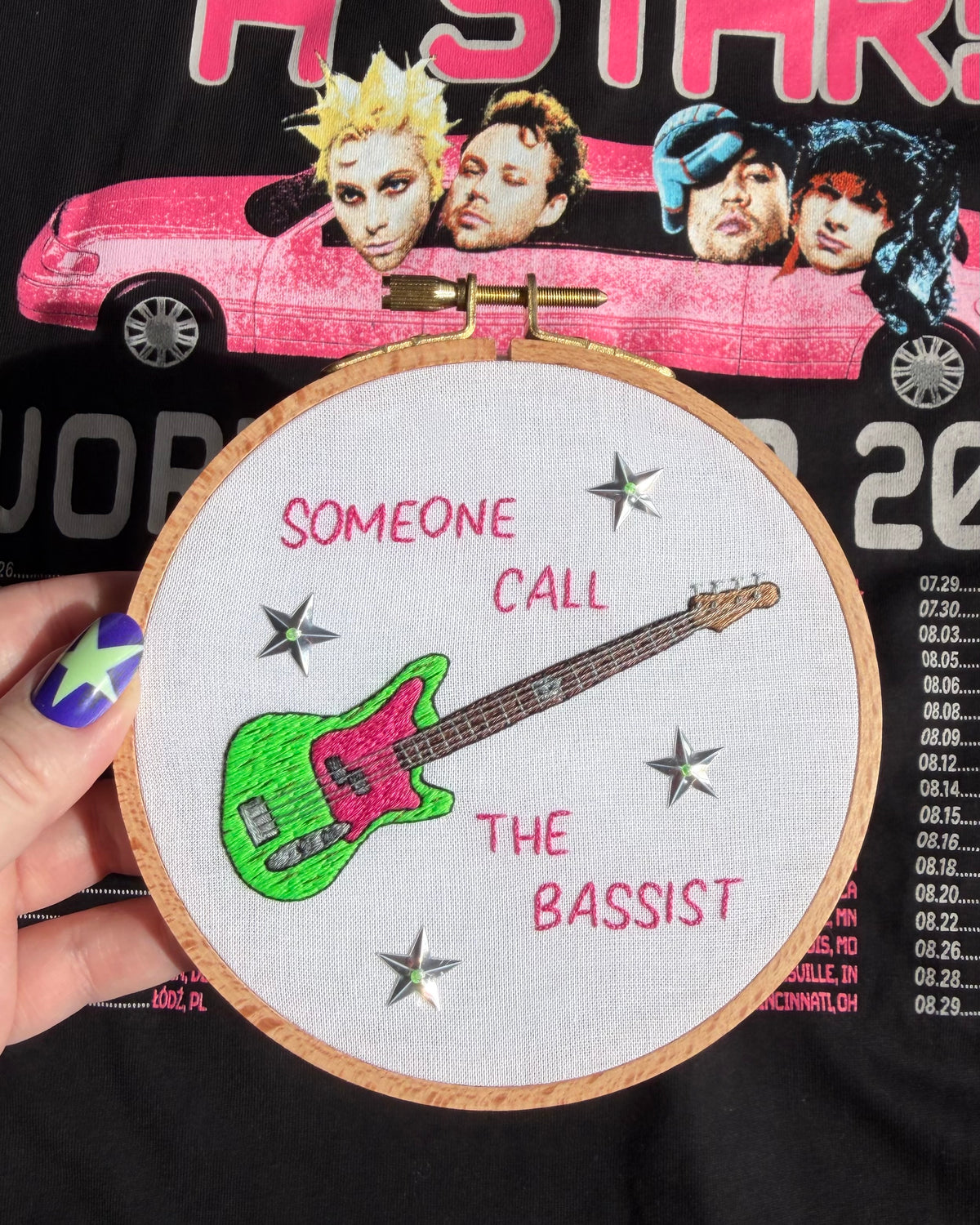 The Bassist Hand Embroidered Decor in 5 inch Hoop