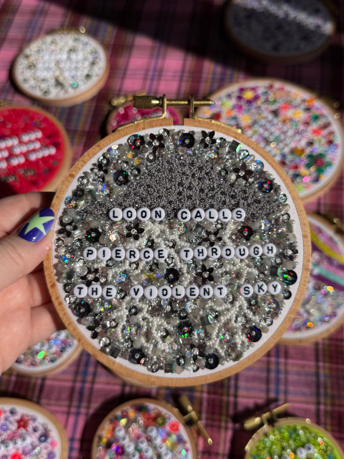 Loon Calls Beaded Hand Embroidered Decor in 5 inch Hoop