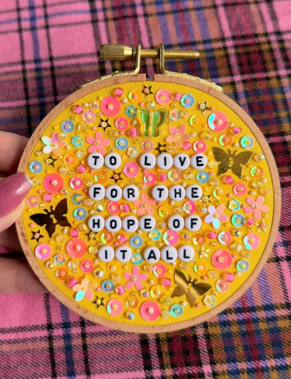 For The Hope Of It All Beaded Hand Embroidered Decor in 4 inch Hoop