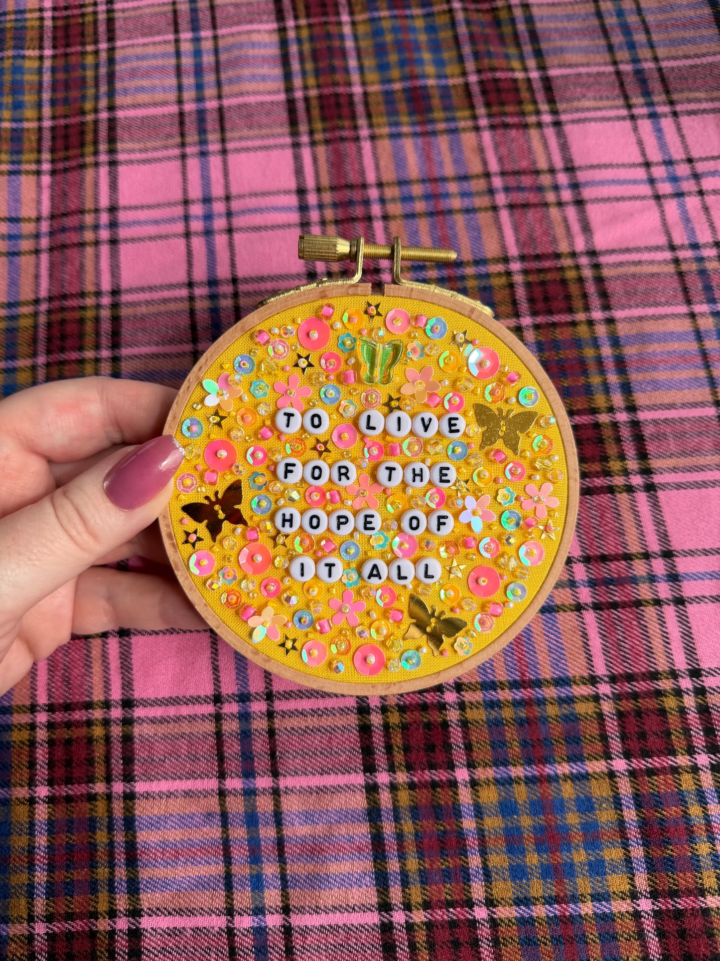 For The Hope Of It All Beaded Hand Embroidered Decor in 4 inch Hoop
