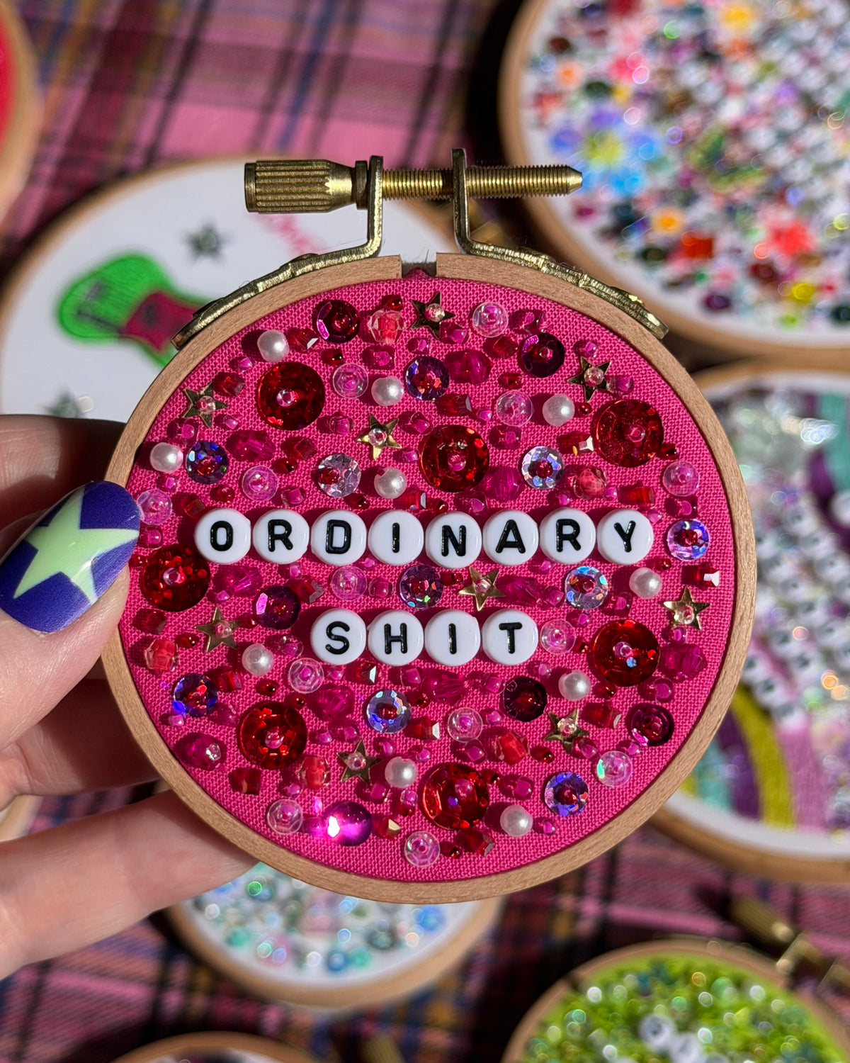 Ordinary Sh*t Beaded Hand Embroidered Decor in 3 inch Hoop