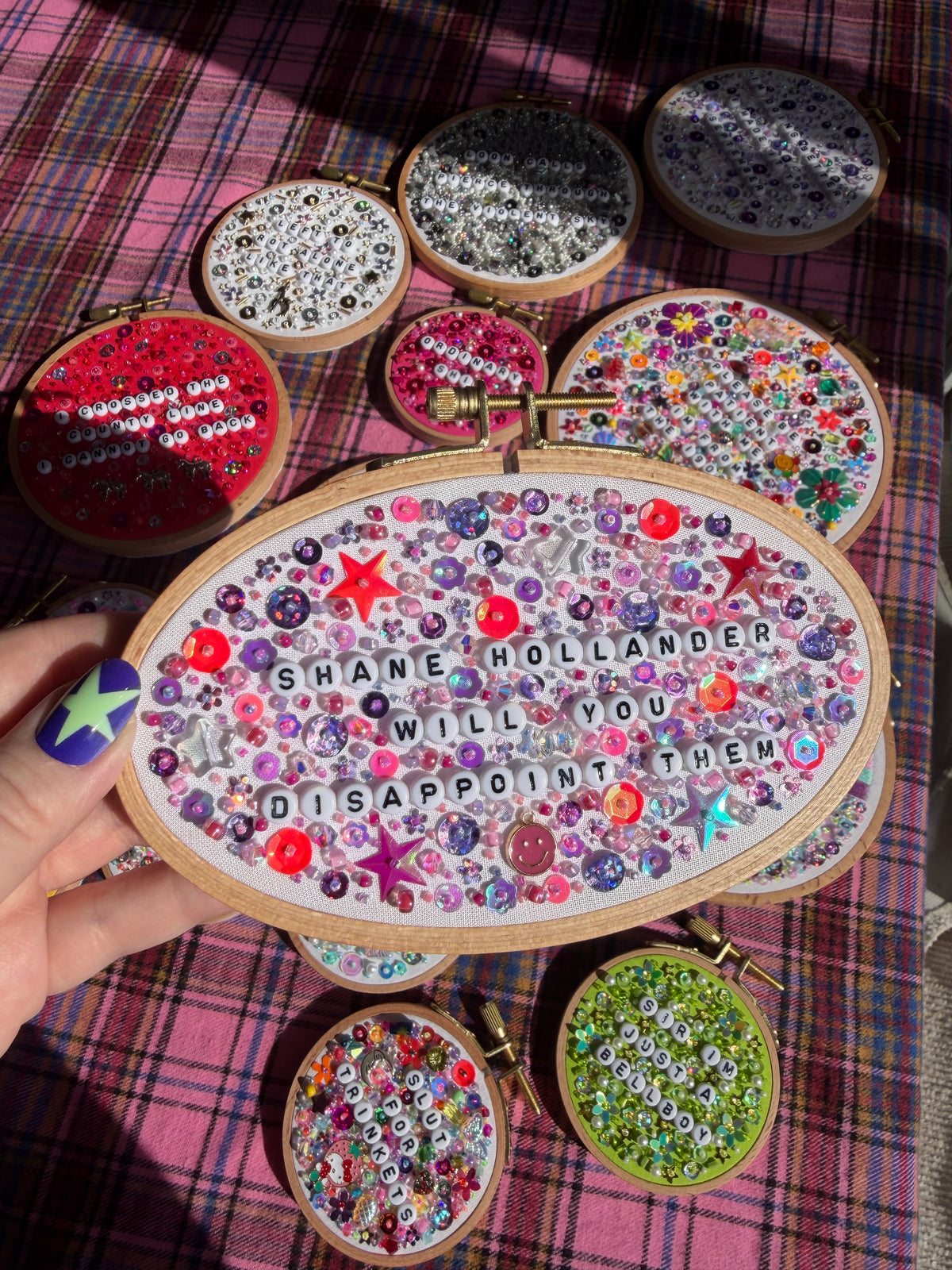 Will You Disappoint Them Beaded Hand Embroidered Decor in 6x3 inch Wooden Hoop