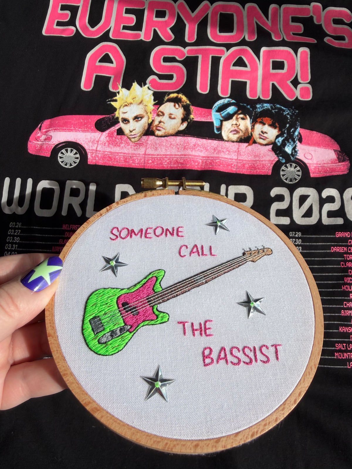 The Bassist Hand Embroidered Decor in 5 inch Hoop