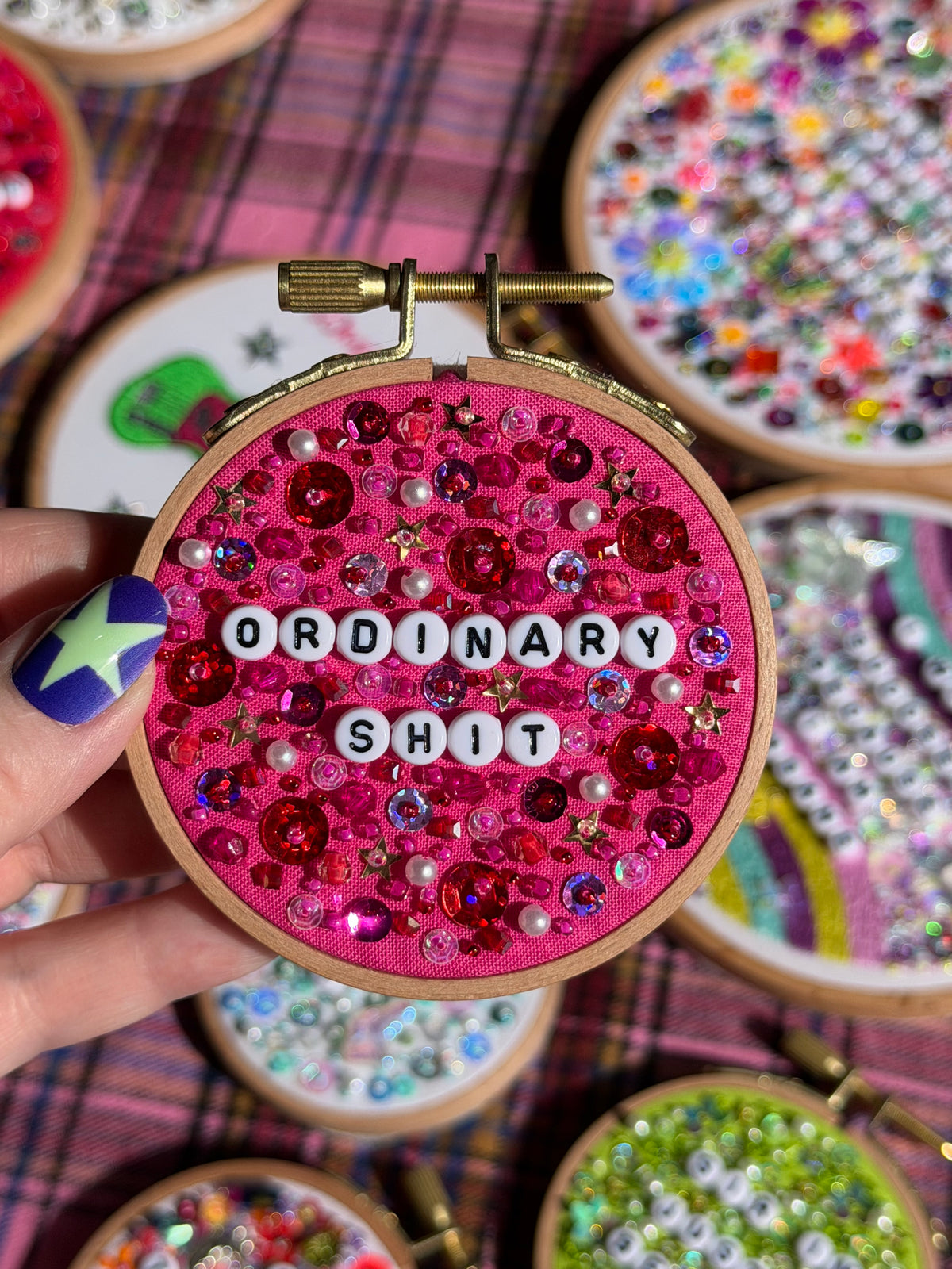 Ordinary Sh*t Beaded Hand Embroidered Decor in 3 inch Hoop