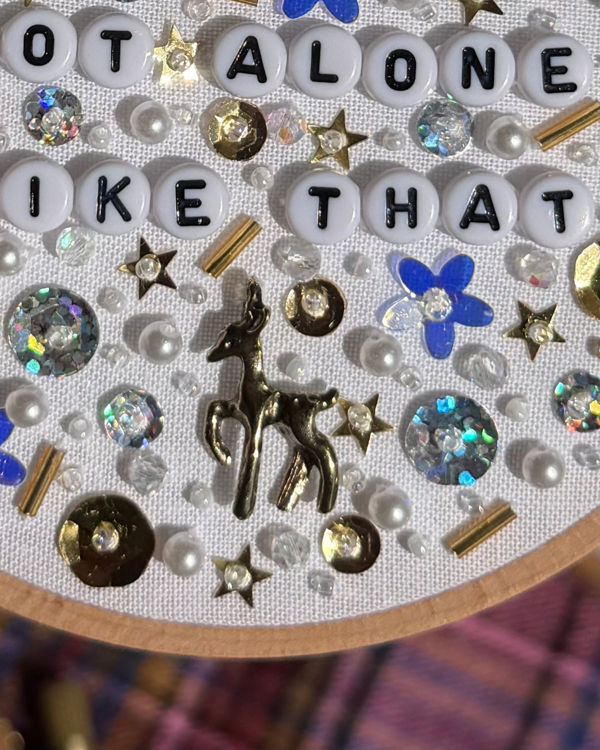 Roadkill Fawn Beaded Hand Embroidered Decor in 4 inch Hoop