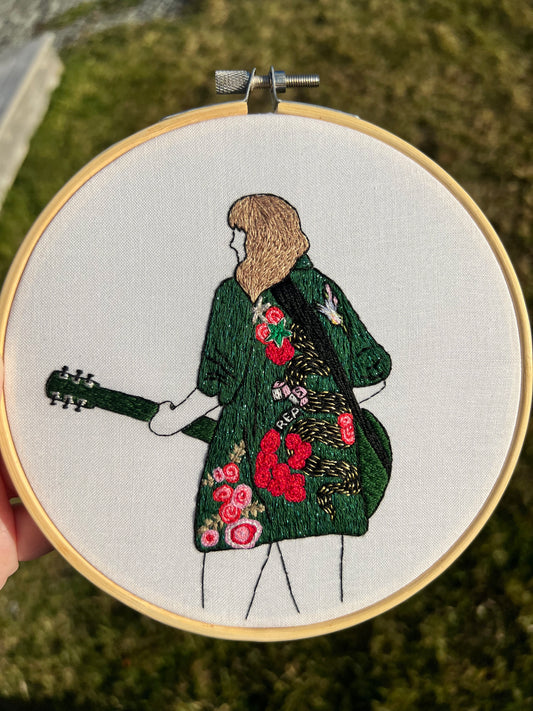 Patchwork Snake Jacket Hand Embroidered Decor in 6 inch Wooden Hoop