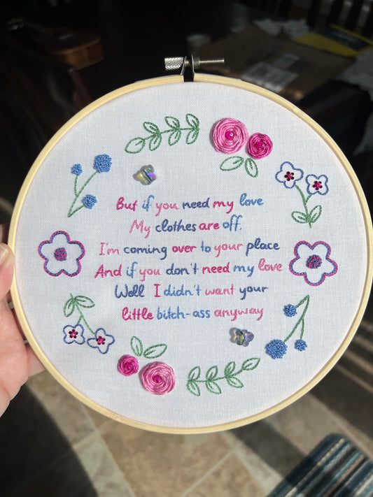 Busy Woman Florals Hand Embroidered Decor in 7 inch Wooden Hoop