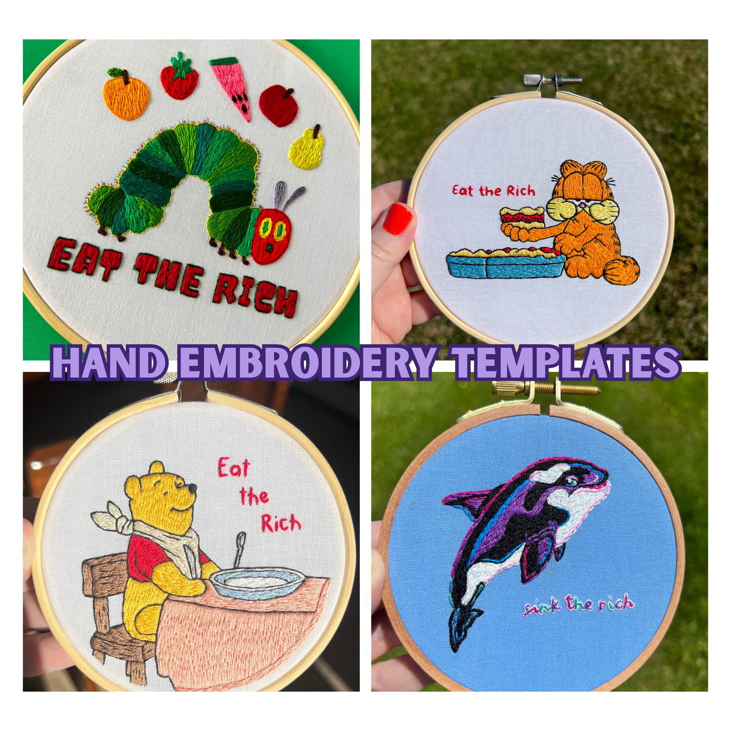 Eat the Rich - Embroidery Template Pack (4)