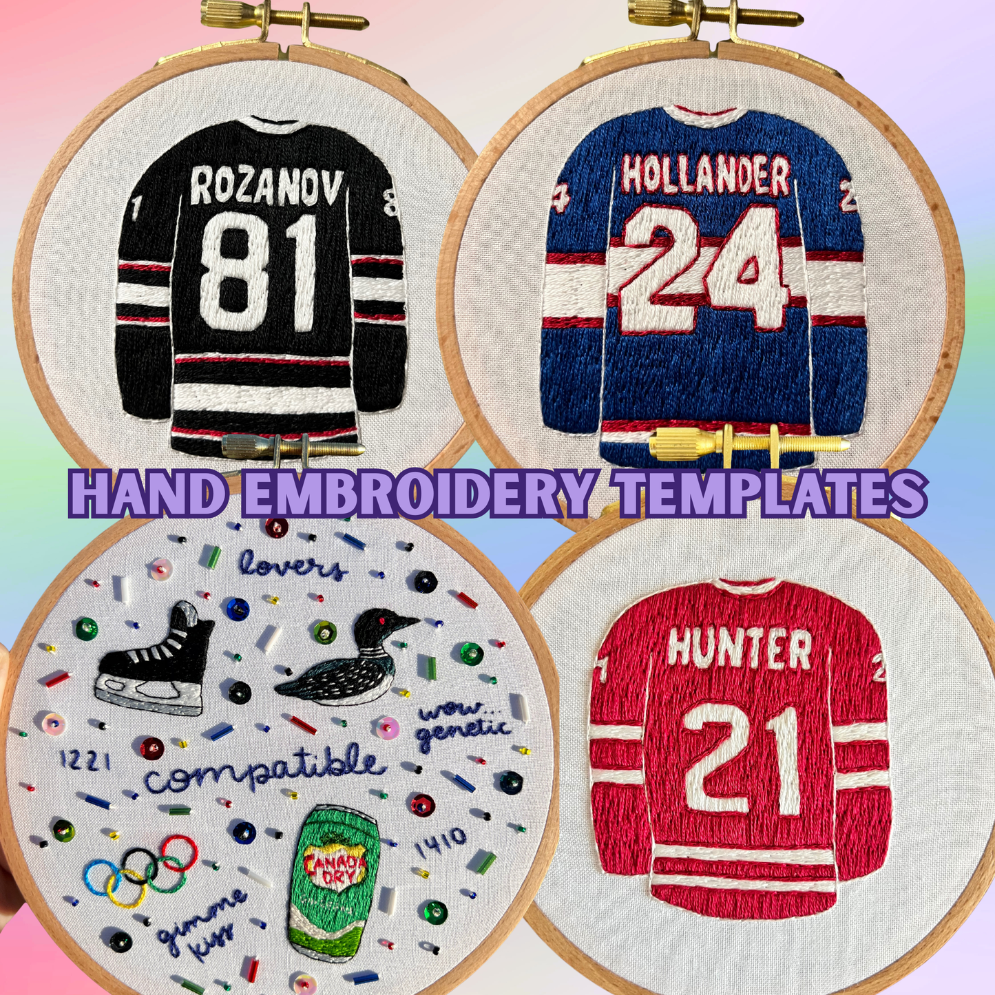 Hockey Lovers - Embroidery Template Pack (4)