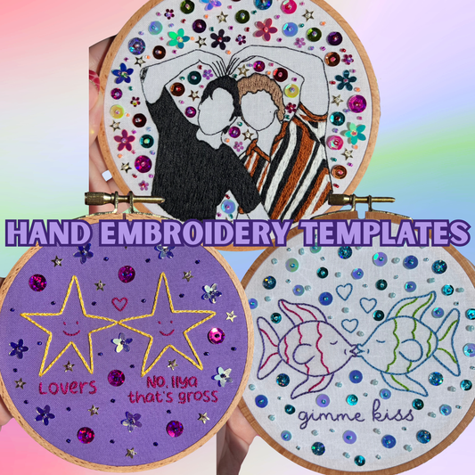 Besties, Lovers, Gimme Kiss - Embroidery Template Pack (3)