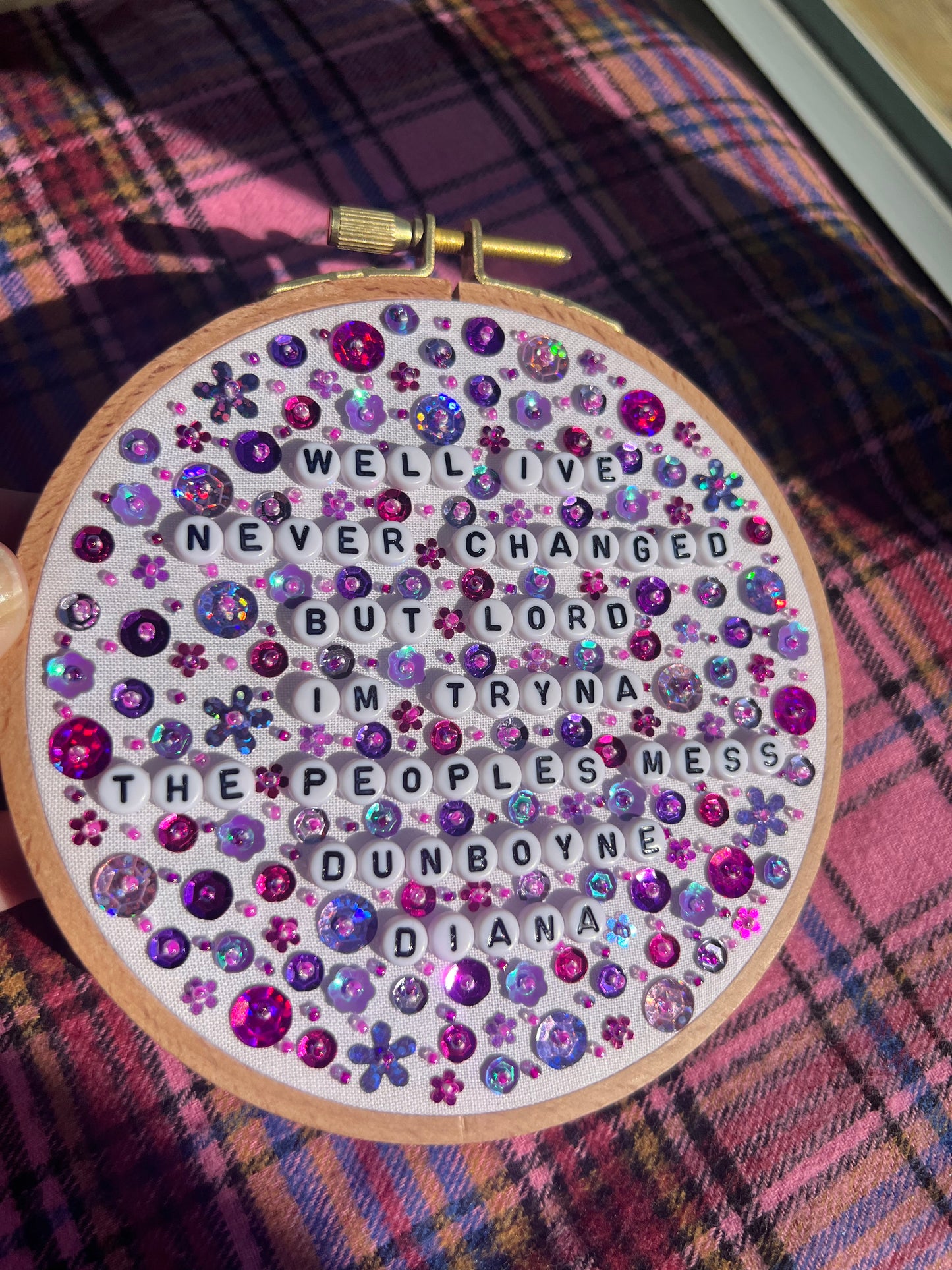 CMAT When A Good Man Cries Beaded Hand Embroidered Decor in 5 inch Hoop