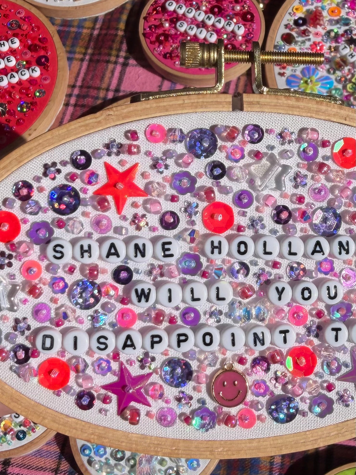 Will You Disappoint Them Beaded Hand Embroidered Decor in 6x3 inch Wooden Hoop