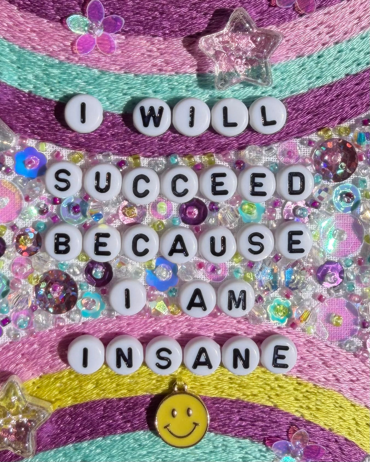 I Will Succeed Hand Embroidered Beaded Decor in 5 inch Hoop