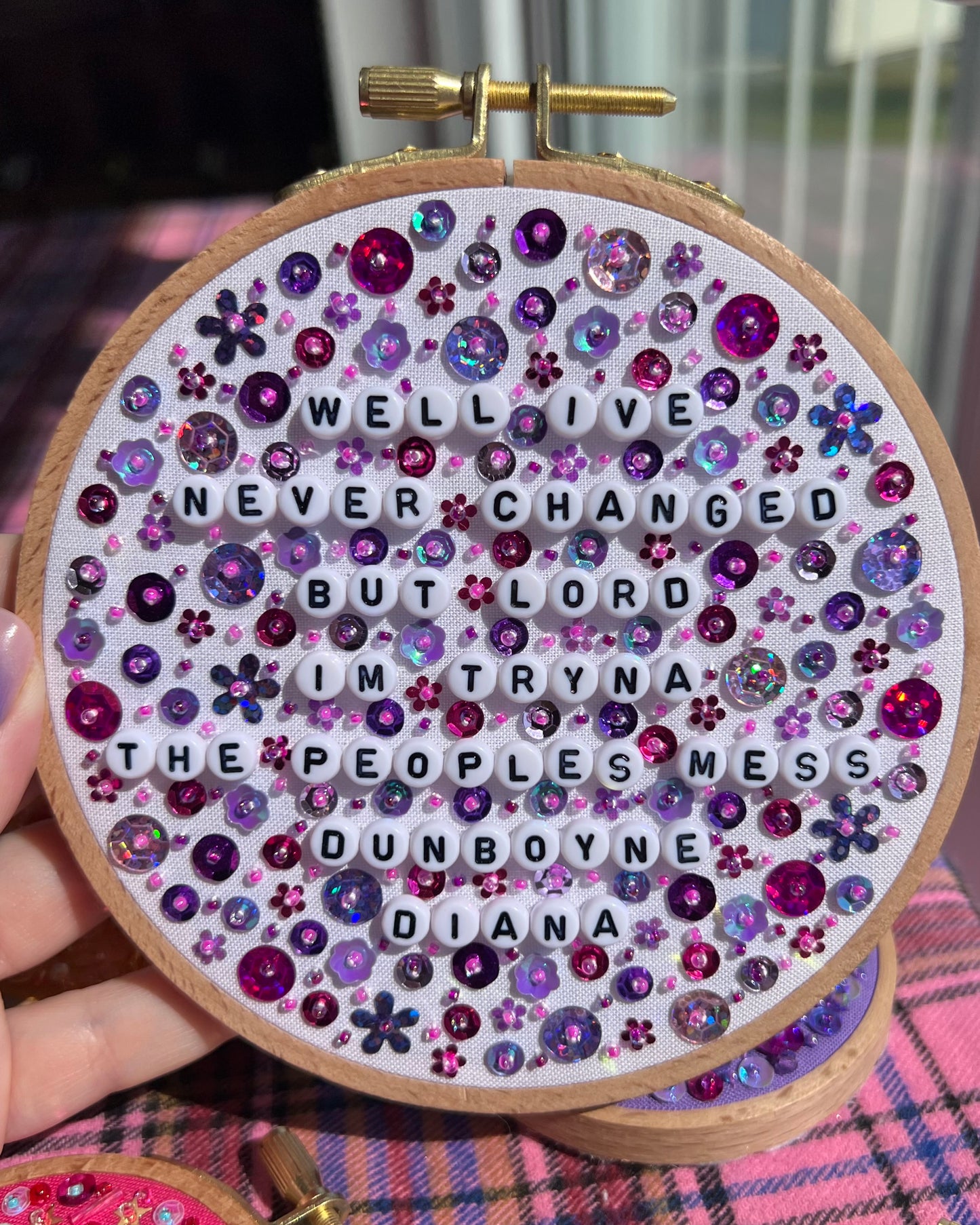 CMAT When A Good Man Cries Beaded Hand Embroidered Decor in 5 inch Hoop
