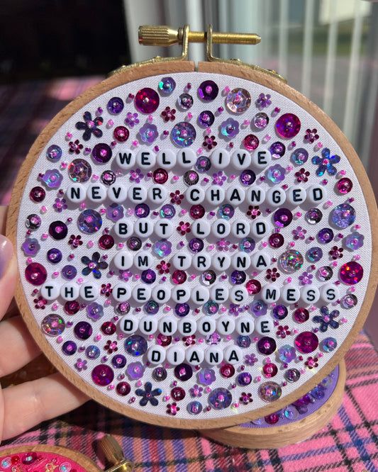 CMAT When A Good Man Cries Beaded Hand Embroidered Decor in 5 inch Hoop