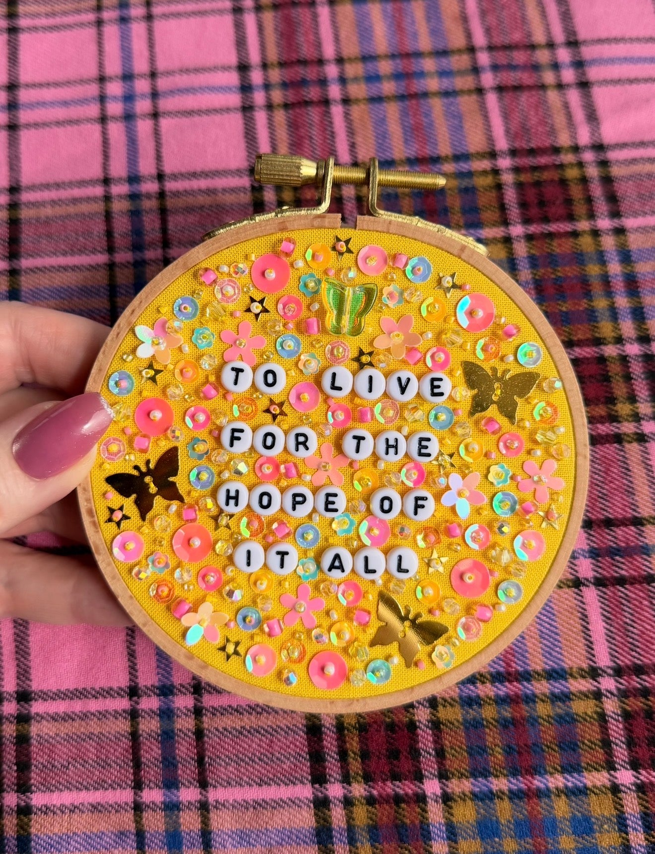 For The Hope Of It All Beaded Hand Embroidered Decor in 4 inch Hoop