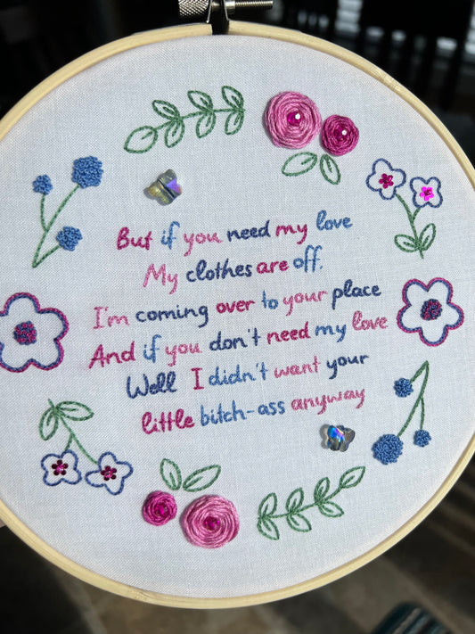 Busy Woman Florals Hand Embroidered Decor in 7 inch Wooden Hoop