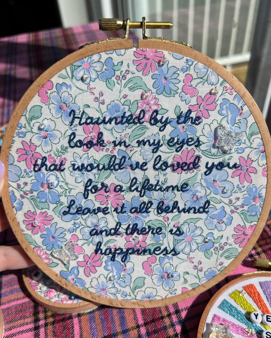 Happiness Lyric Hand Embroidered Decor in 6 inch Hoop