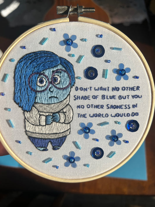 No Other Shade of Blue Hand Embroidered Decor in 5 inch Wooden Hoop