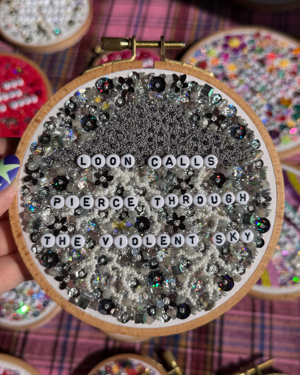 Loon Calls Beaded Hand Embroidered Decor in 5 inch Hoop