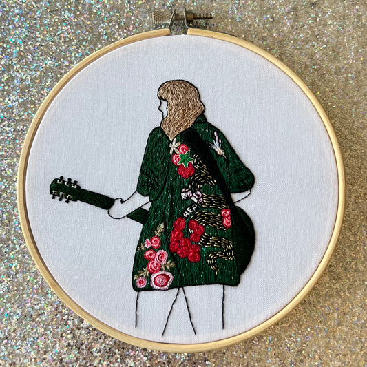 Patchwork Snake Jacket Hand Embroidered Decor in 6 inch Wooden Hoop